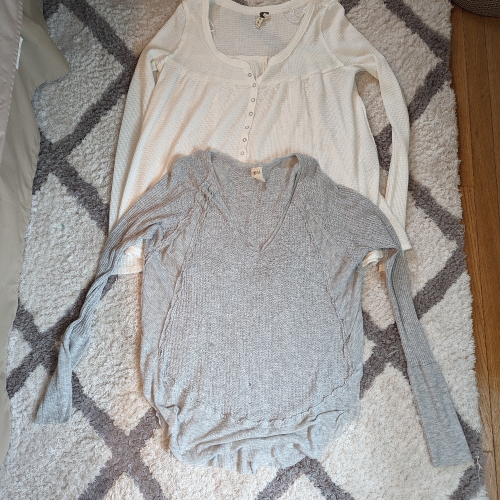 Free People- We the Free long sleeve waffle *LOT OF 2*
